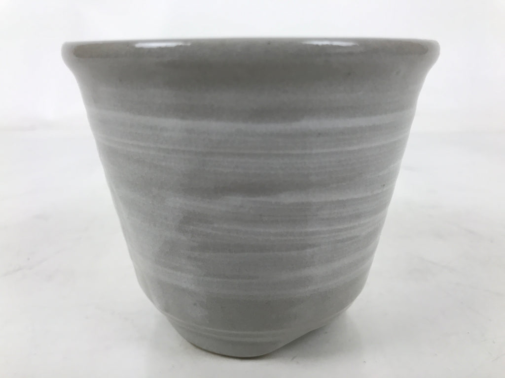 Japanese Ceramic Yunomi Teacup Vtg Pottery Gray White Yakimono Sencha TC565