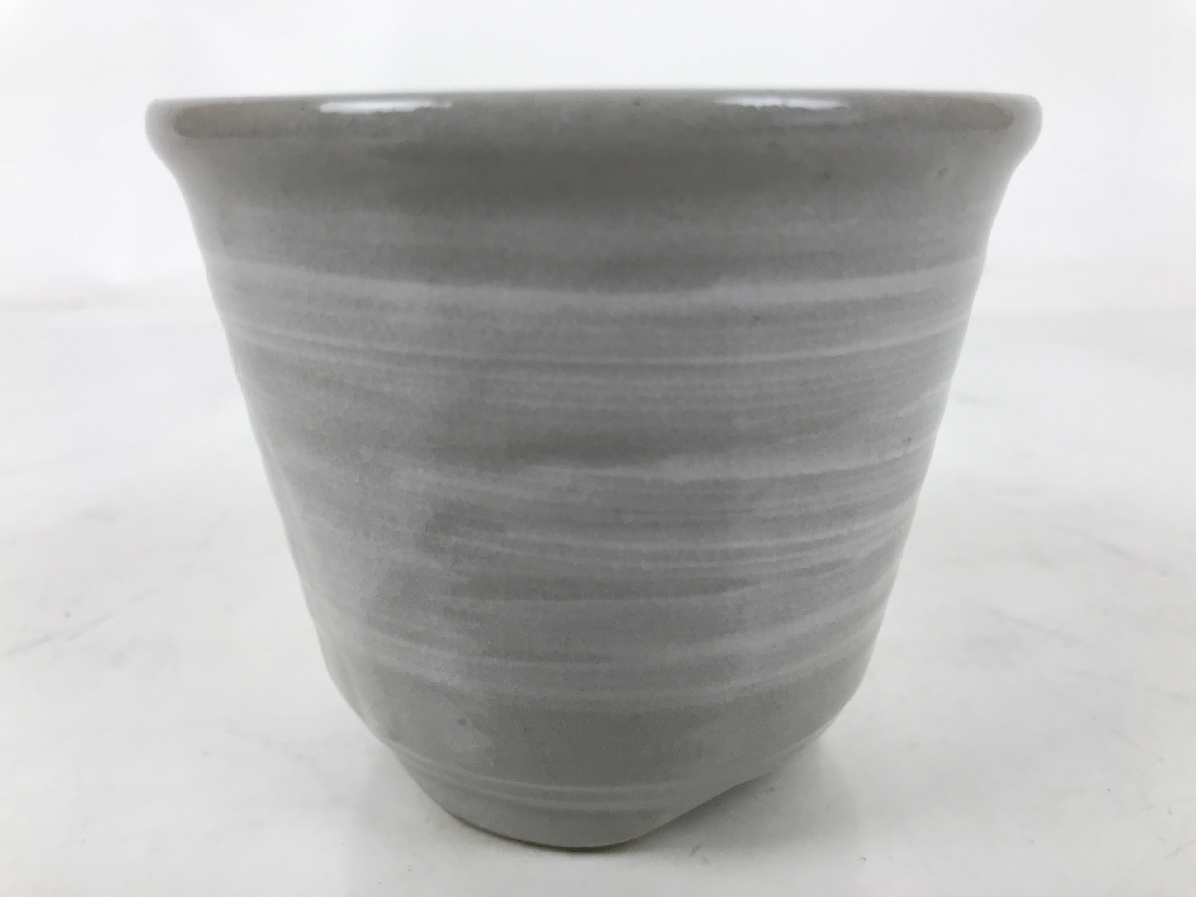 Japanese Ceramic Yunomi Teacup Vtg Pottery Gray White Yakimono Sencha TC565