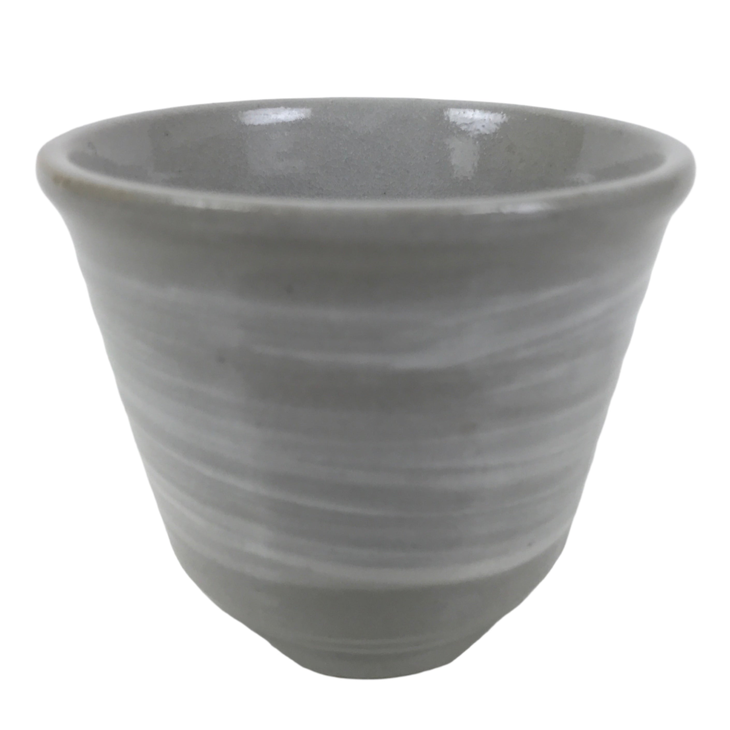 Japanese Ceramic Yunomi Teacup Vtg Pottery Gray White Yakimono Sencha TC565