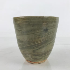 Japanese Ceramic Yunomi Teacup Vtg Pottery Large Green Swirl Sencha TC518