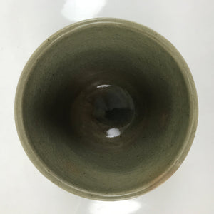 Japanese Ceramic Yunomi Teacup Vtg Pottery Large Green Swirl Sencha TC518