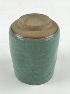 Japanese Ceramic Yunomi Teacup Vtg Pottery Large Light Green Crackle Glaze TC363