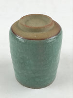 Japanese Ceramic Yunomi Teacup Vtg Pottery Large Light Green Crackle Glaze TC363