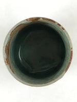 Japanese Ceramic Yunomi Teacup Vtg Pottery Large Light Green Crackle Glaze TC364