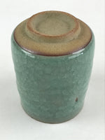 Japanese Ceramic Yunomi Teacup Vtg Pottery Large Light Green Crackle Glaze TC365