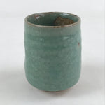 Japanese Ceramic Yunomi Teacup Vtg Pottery Large Light Green Crackle Glaze TC365