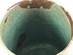 Japanese Ceramic Yunomi Teacup Vtg Pottery Large Light Green Crackle Glaze TC366