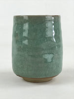 Japanese Ceramic Yunomi Teacup Vtg Pottery Large Light Green Crackle Glaze TC366