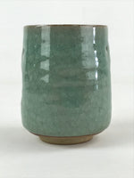Japanese Ceramic Yunomi Teacup Vtg Pottery Large Light Green Crackle Glaze TC366