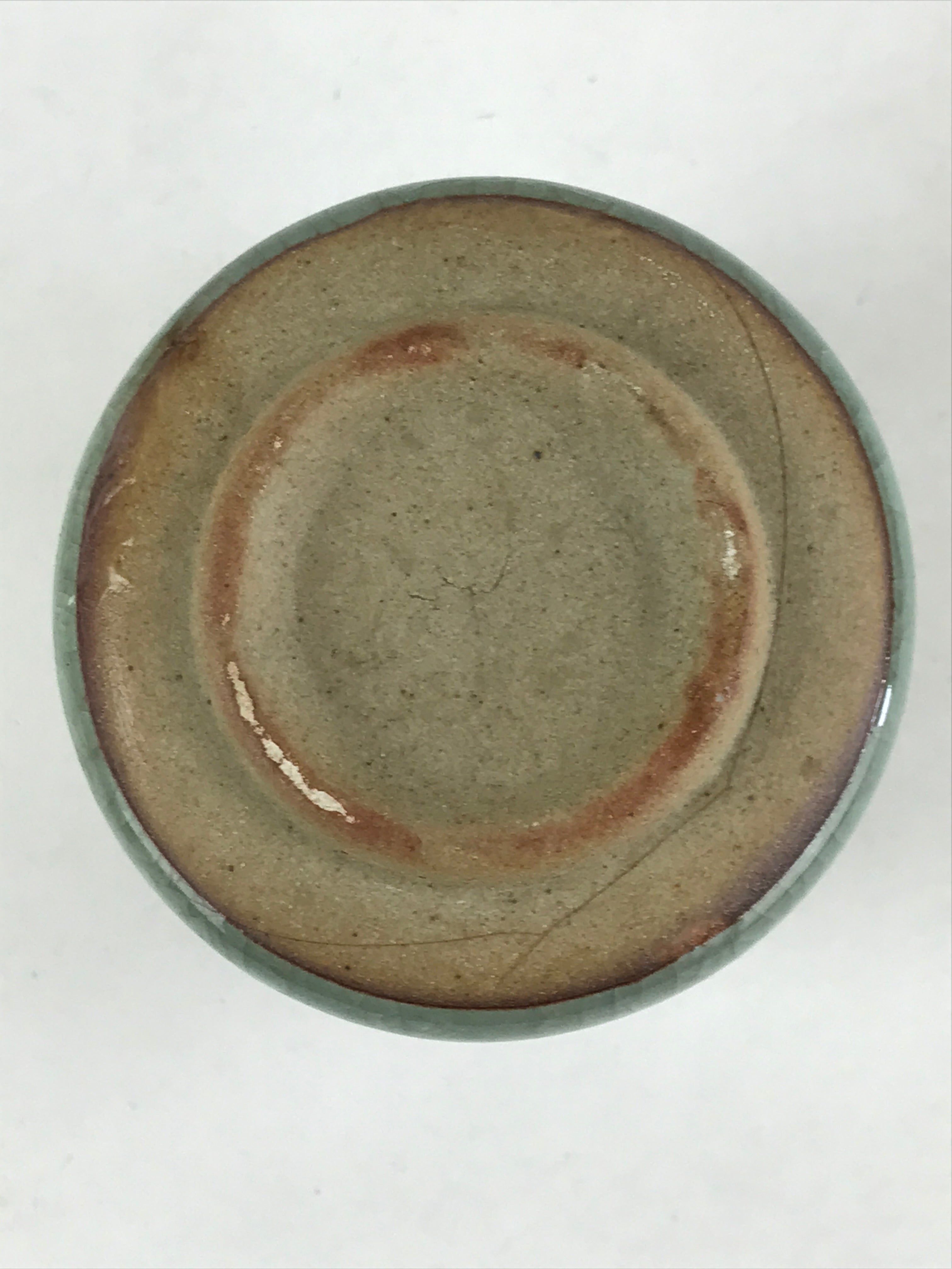Japanese Ceramic Yunomi Teacup Vtg Pottery Large Light Green Crackle Glaze TC366