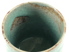 Japanese Ceramic Yunomi Teacup Vtg Pottery Large Light Green Crackle Glaze TC367