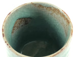Japanese Ceramic Yunomi Teacup Vtg Pottery Large Light Green Crackle Glaze TC367