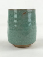 Japanese Ceramic Yunomi Teacup Vtg Pottery Large Light Green Crackle Glaze TC367