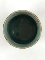 Japanese Ceramic Yunomi Teacup Vtg Pottery Large Light Green Crackle Glaze TC367