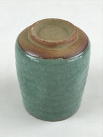 Japanese Ceramic Yunomi Teacup Vtg Pottery Large Light Green Crackle Glaze TC367