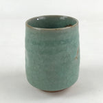 Japanese Ceramic Yunomi Teacup Vtg Pottery Large Light Green Crackle Glaze TC368