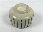 Japanese Ceramic Yunomi Teacup Vtg Pottery Sencha Beige Black Blue Stripe TC624
