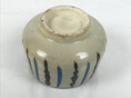 Japanese Ceramic Yunomi Teacup Vtg Pottery Sencha Beige Black Blue Stripe TC625