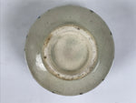 Japanese Ceramic Yunomi Teacup Vtg Pottery Sencha Beige Black Blue Stripe TC625