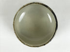 Japanese Ceramic Yunomi Teacup Vtg Pottery Sencha Beige Black Blue Stripe TC626