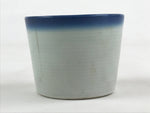 Japanese Ceramic Yunomi Teacup Vtg Pottery Simple Floral Design Blue TC356