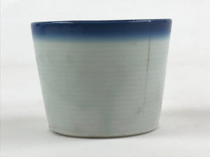 Japanese Ceramic Yunomi Teacup Vtg Pottery Simple Floral Design Blue TC356