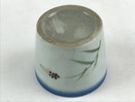 Japanese Ceramic Yunomi Teacup Vtg Pottery Simple Floral Design Blue TC356