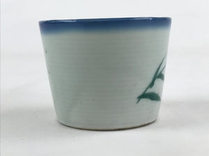 Japanese Ceramic Yunomi Teacup Vtg Pottery Simple Floral Design Blue TC357