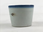 Japanese Ceramic Yunomi Teacup Vtg Pottery Simple Floral Design Blue TC357