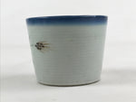 Japanese Ceramic Yunomi Teacup Vtg Pottery Simple Floral Design Blue TC357