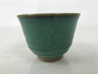 Japanese Ceramic Yunomi Teacup Vtg Pottery Teal Blue Taupe Yakimono Sencha TC597