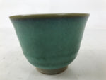 Japanese Ceramic Yunomi Teacup Vtg Pottery Teal Blue Taupe Yakimono Sencha TC597