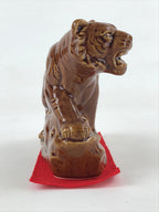 Japanese Ceramic Zodiac Decorative Figurine Vtg Tiger Brown Talisman Good Luck B