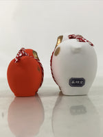 Japanese Ceramic Zodiac Sheep Figurine Set Vtg Hitsuji White Red Gold Boxed ST67