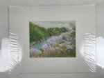 Japanese Cherry Blossom River Pastel Drawing Art Signed Yoshihiro Hagino FL314