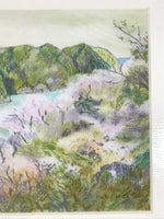 Japanese Cherry Blossom River Pastel Drawing Art Signed Yoshihiro Hagino FL314