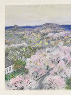 Japanese Cherry Blossom View Pastel Drawing Art Signed Yoshihiro Hagino FL319