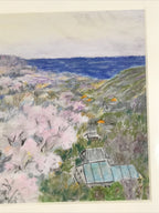 Japanese Cherry Blossom View Pastel Drawing Art Signed Yoshihiro Hagino FL319