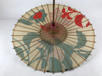 Japanese Childrens Umbrella Parasol Vtg Wagasa Bangasa Paper Blue Flowers JK626