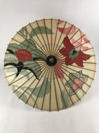Japanese Childrens Umbrella Parasol Vtg Wagasa Bangasa Paper Blue Flowers JK626