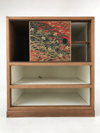 Japanese Chiyogami Paper Sewing Box Vtg Haribako Tansu 4 Drawers Flowers T360
