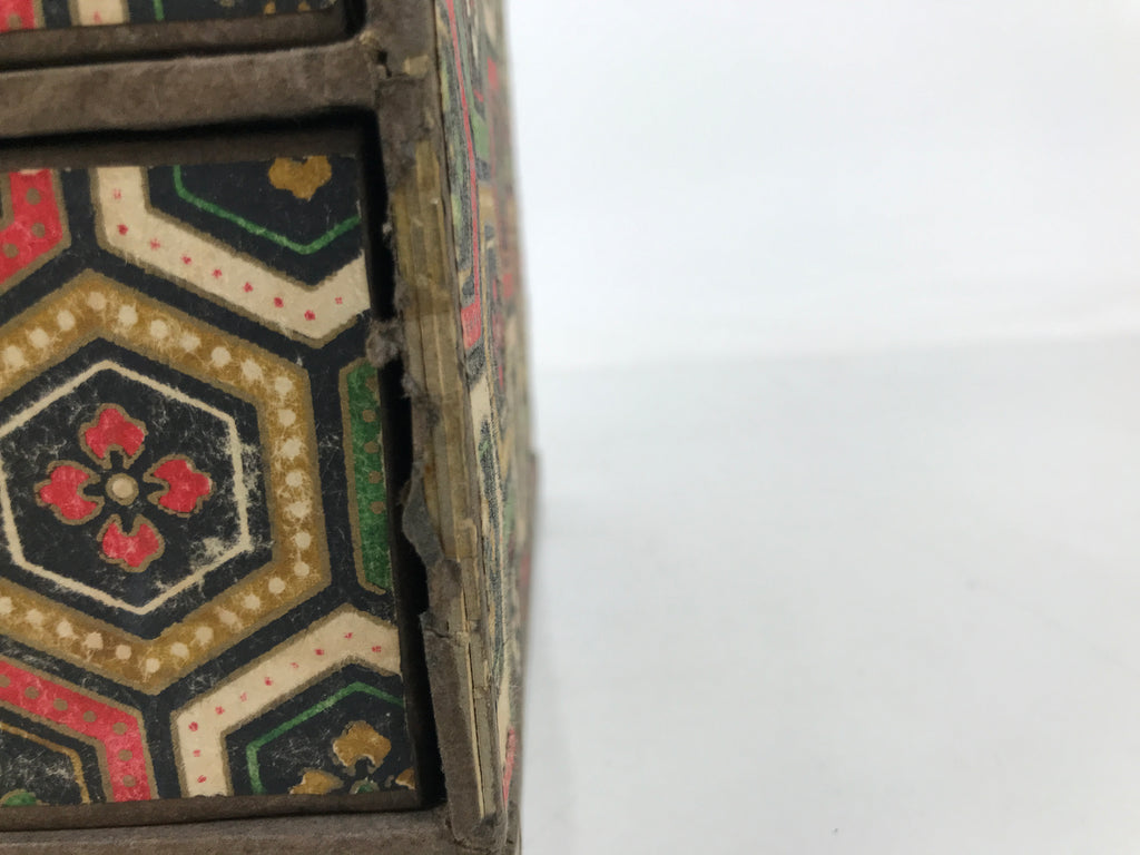 Japanese Chiyogami Paper Tansu Chest Vtg Haribako 5 Drawer Kikkou Hanabishi T403