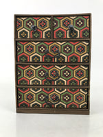 Japanese Chiyogami Paper Tansu Chest Vtg Haribako 5 Drawer Kikkou Hanabishi T403