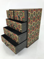 Japanese Chiyogami Paper Tansu Chest Vtg Haribako 5 Drawer Kikkou Hanabishi T403