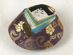 Japanese Clamshell Silk Kimono Hina Doll Vtg Girls Festival Purple Gold ID552