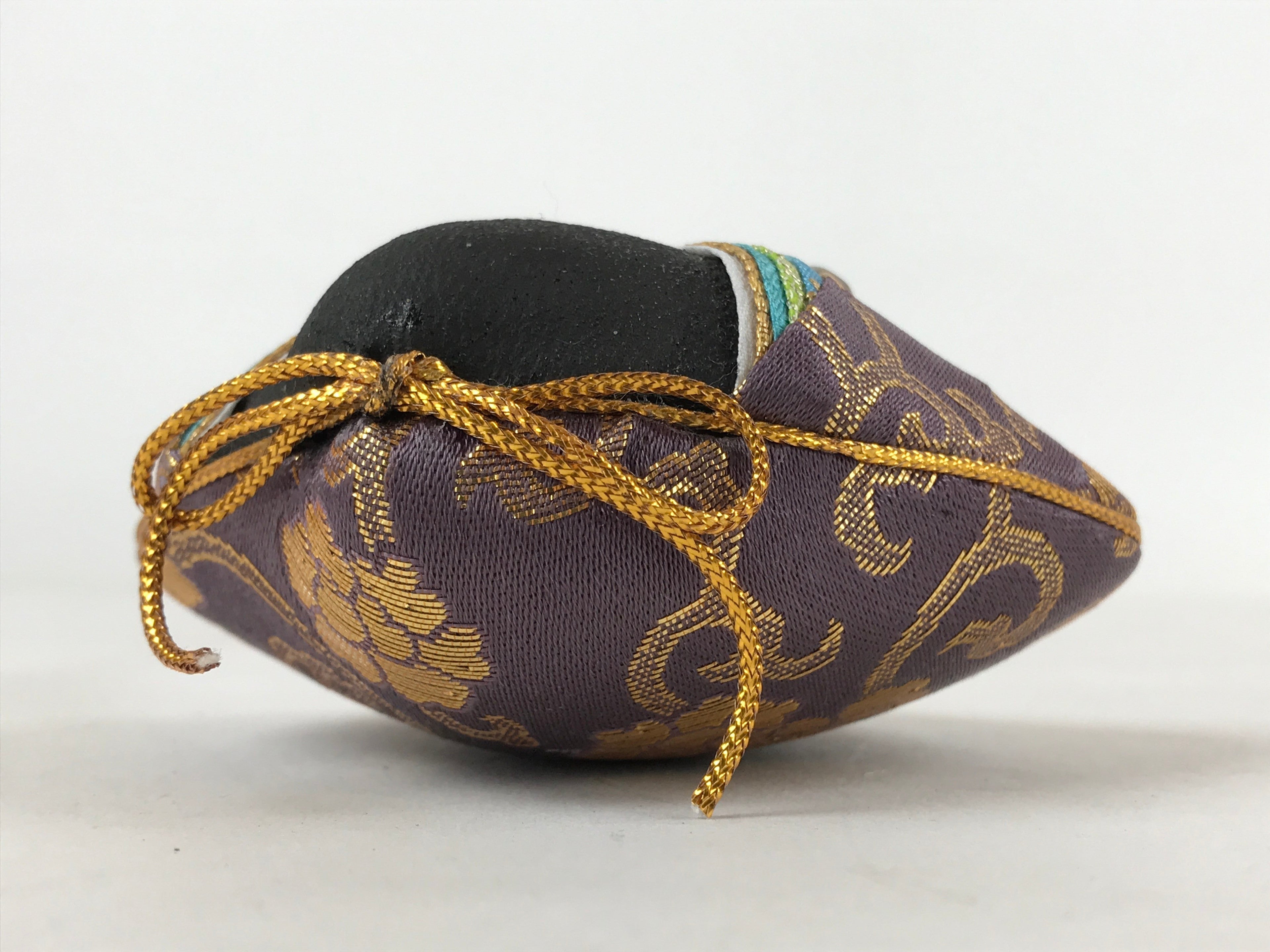 Japanese Clamshell Silk Kimono Hina Doll Vtg Girls Festival Purple Gold ID552