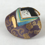 Japanese Clamshell Silk Kimono Hina Doll Vtg Girls Festival Purple Gold ID552