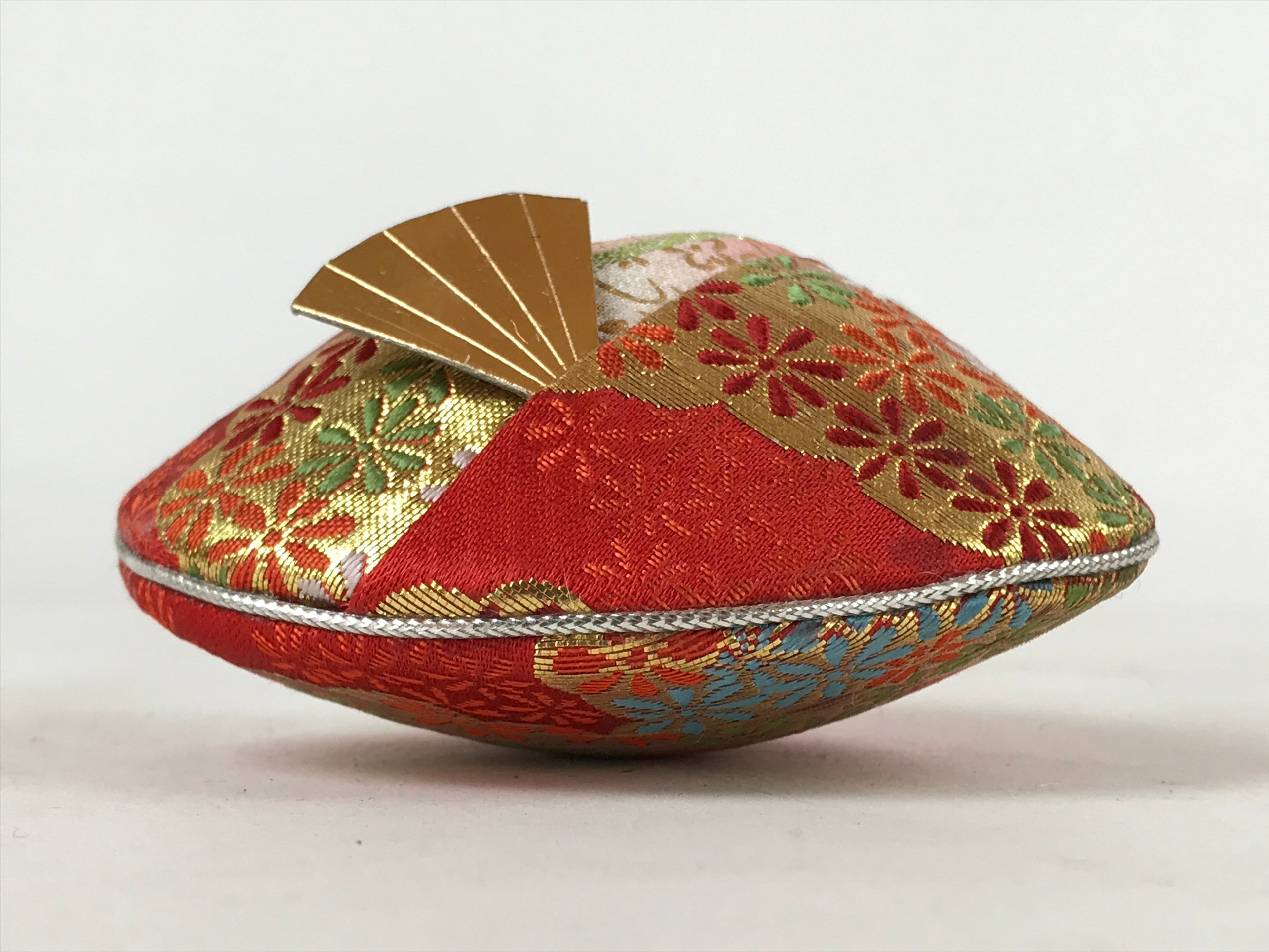 Japanese Clamshell Silk Kimono Hina Doll Vtg Girls Festival Red Gold ID553