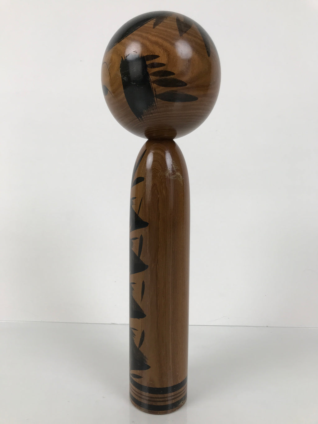 Japanese Classic Wooden Kokeshi Doll Black Brown Amulet Traditional Craft KF774