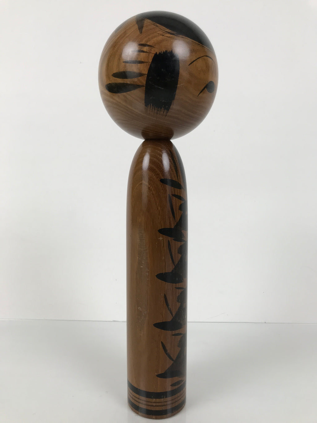 Japanese Classic Wooden Kokeshi Doll Black Brown Amulet Traditional Craft KF774